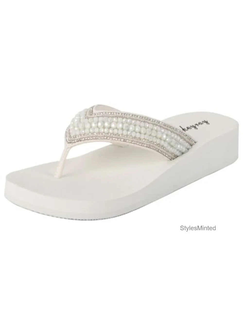 Rhinestone Platform Wedge Flip Flops Sandals - Yoga Foam Comfort
